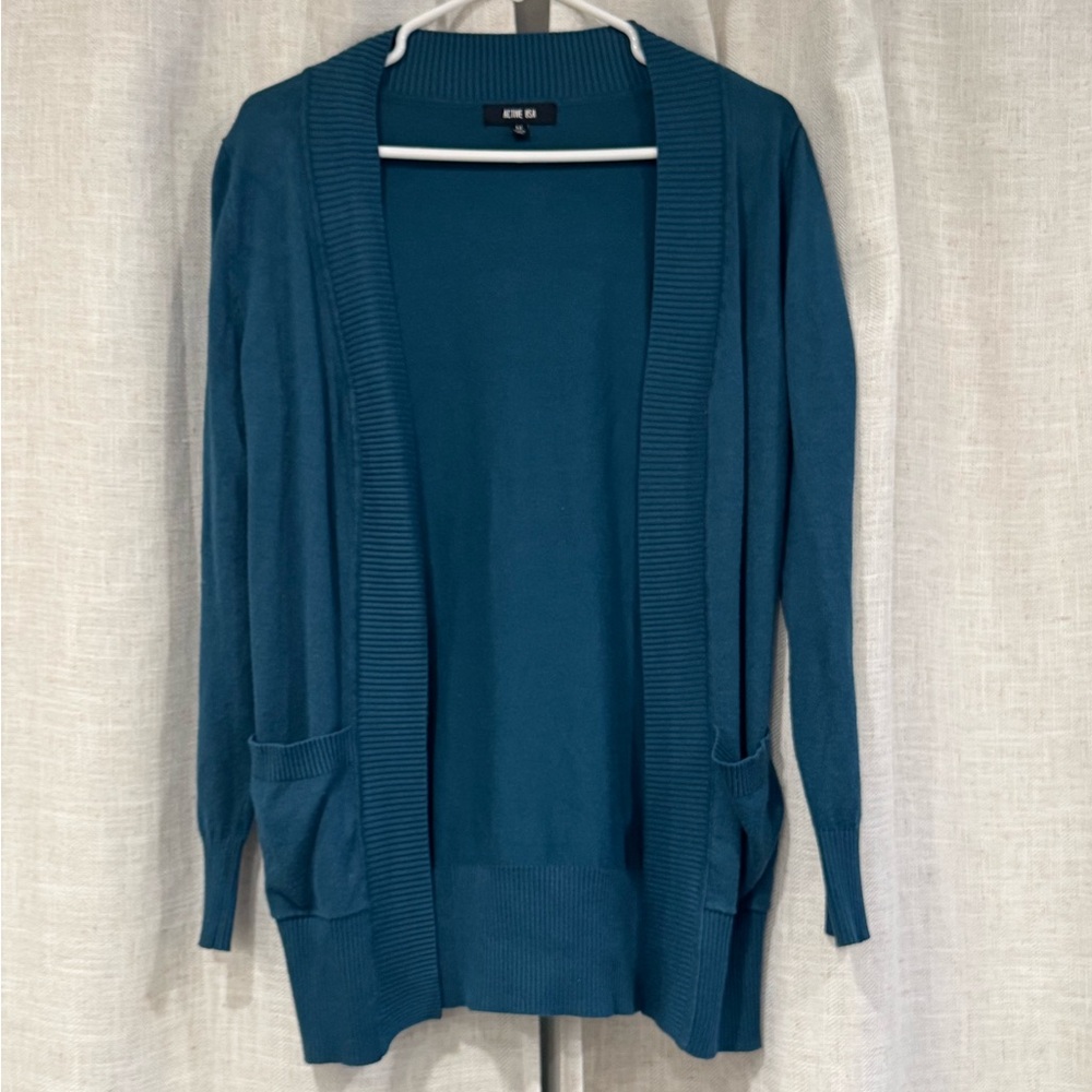 Active USA Teal Open Front Cardigan